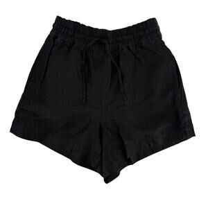 AYR Womens The Staycation Drawstring Shorts in Black Linen with Pockets Size XS